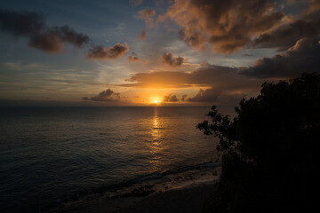 Fototapeta na wymiar Sunset on a beach Bonaire Caribbean sea