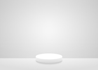 Modern white minimalist background and scene with podium for product placement, product display, or...