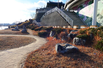 Winter View of Jinju Castle Park in Korea