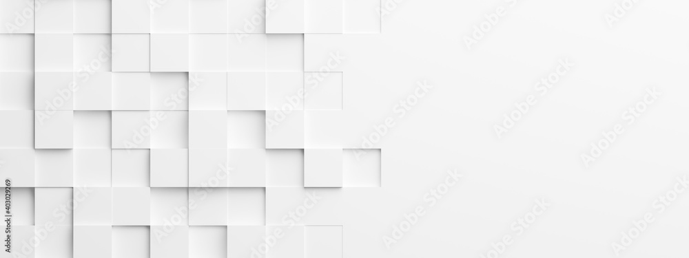 Poster random shifted white cube boxes block background wallpaper banner with copy space