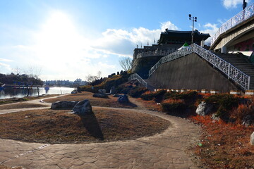 Winter View of Jinju Castle Park in Korea