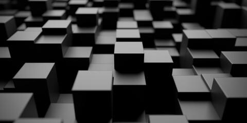 Random shifted black cubes geometrical pattern background, minimal modern background template, selective focus