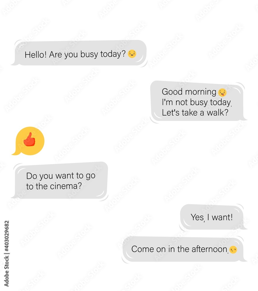 Poster chatting in web messenger application. social conversation network movie invitation with vector dial