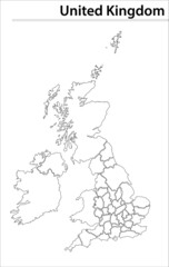 United Kingdom map illustration vector detailed United Kingdom map with states