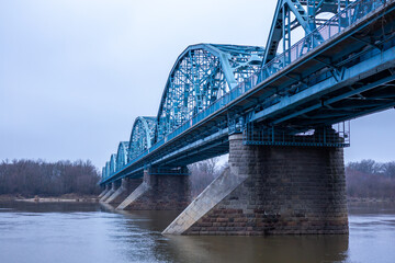 Fototapeta na wymiar Steel road bridge over the Vistula River at Nowy Dwór Mazowiecki