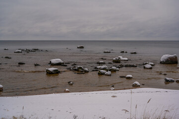 frozen rocks in the sea