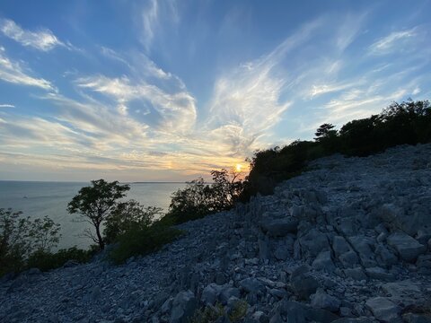 Duino - Aurisina Sistiana Portopiccolo zwischen Venedig und Triest in der N&auml;he von Monfalcone Grado und Bibione - Sonnenuntergang am Rilke Wanderweg