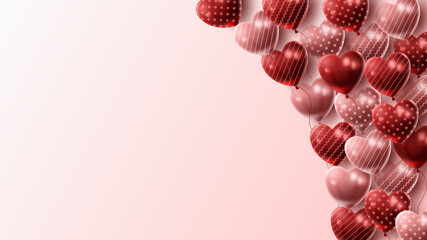 Happy Valentine's day background with heart balloon and present composition for banner, poster or greeting card. vector illustration