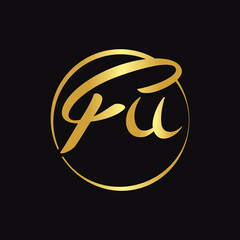 Initial FU Script Letter Type Logo Design With Modern Typography Vector Template. Creative Script Letter FU Logo Vector