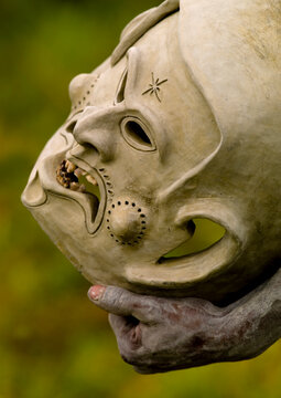 Mudman mask from Asaro during a sing-sing, Western Highlands Province, Mount Hagen, Papua New Guinea
