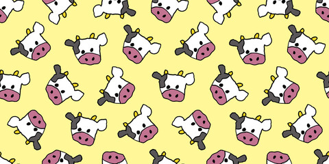 Cow illustration background. Seamless pattern. Vector.
牛のイラストパターン