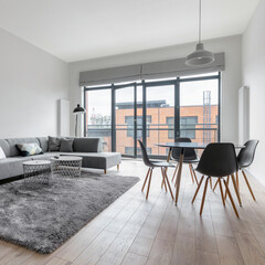 Living room with dining table