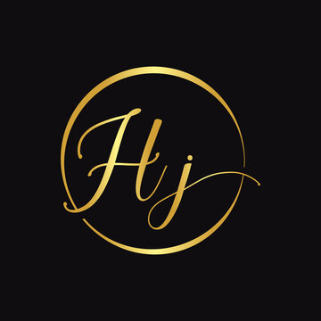 HJ Script Logo Design Vector Template. Initial Calligraphy Letter HJ Vector Illustration