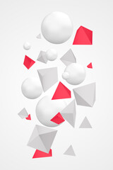 Abstract realistic 3D shapes background vector illustration