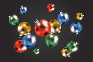 Abstract realistic 3D Christmas balls background vector illustration