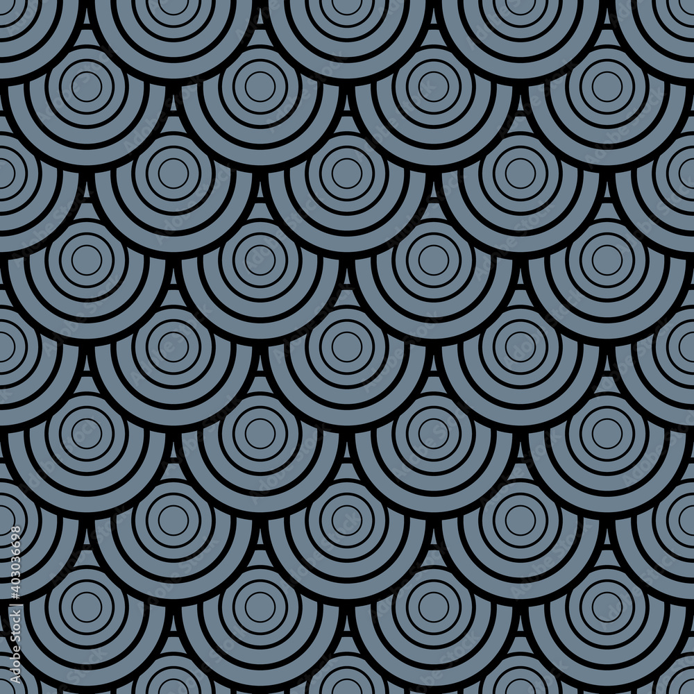 Aufkleber seamless vintage pattern of overlapping shells in art deco style.