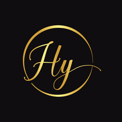HY Script Logo Design Vector Template. Initial Calligraphy Letter HY Vector Illustration