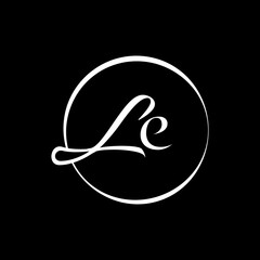 Initial LE letter Logo Design vector Template. Abstract Script Letter LE logo Design
