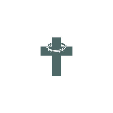 Cross and Crown of Thorns logo or icon design