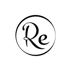 Initial re letter Logo Design vector Template. Abstract Script Letter re logo design.