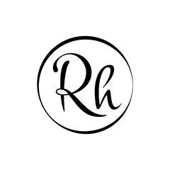Initial rh letter Logo Design vector Template. Abstract Script Letter rh logo design.