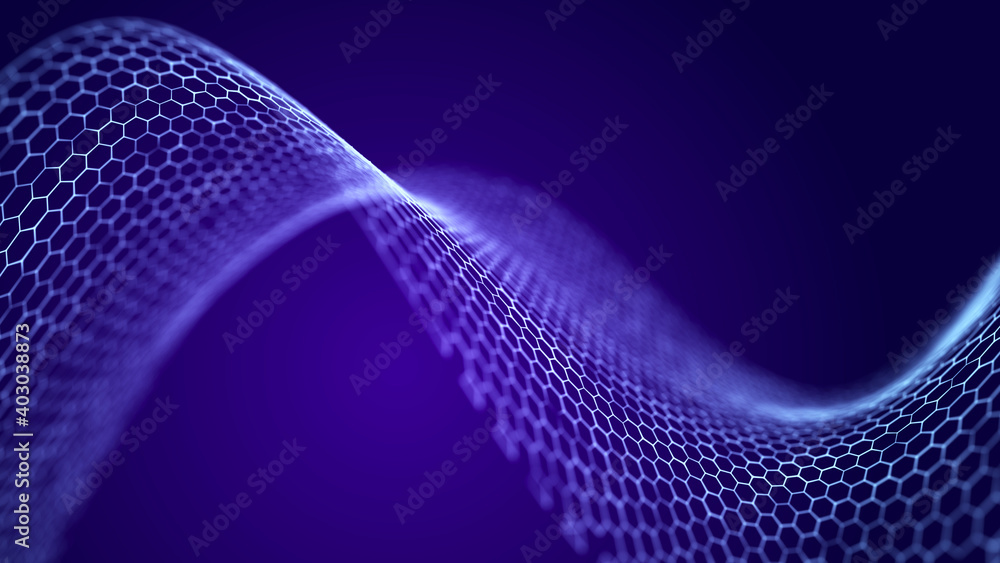 Poster Network connection lines. Big data visualization. Template for background, presentation, design. 3D illustration