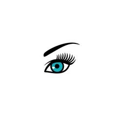 Beautiful make-up turquoise eye with eyebrow isolated on white background