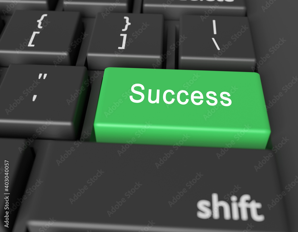 Poster luck concept. word success on button of computer keyboard