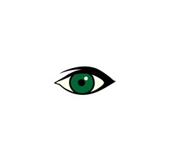 Woman green stylized eye isolated on white background