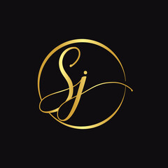 Initial SJ letter Logo Design vector Template. Abstract Script Letter SJ logo Design