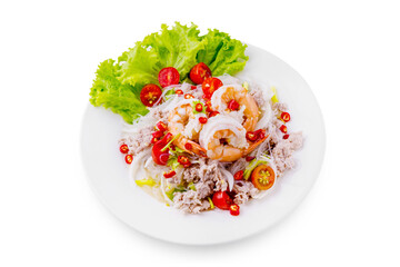 Spicy glass noodles with minced pork and shrimp