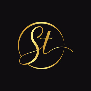 Initial ST letter Logo Design vector Template. Abstract Script Letter ST logo Design