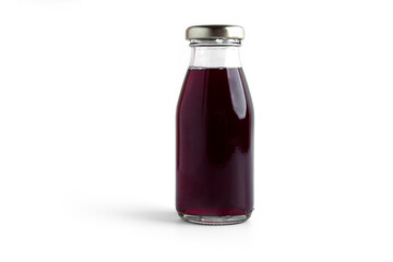 Cherry juice in bottle on a white background. High quality photo