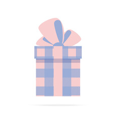 Icon gift box with pattern. Soft pastel color plaid. Pattern In swatch. Flat illustration. Vector