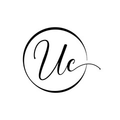 Initial UC letter Logo Design vector Template. Abstract Script Letter UC logo Design