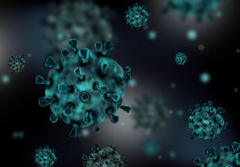 Closeup view of virus under microscope. Illustration