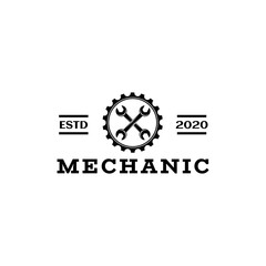 Crossed Wrench and Gear Icon Vector Logo Design