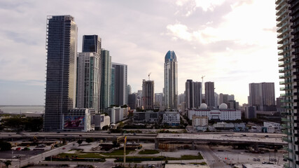 Fototapeta na wymiar Highrise buildings Downtown Miami FL USA