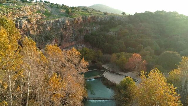 Aerial view of The ancient site Banias ,Caesarea Philippi
