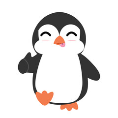 Cute penguin cartoon with thumbs up