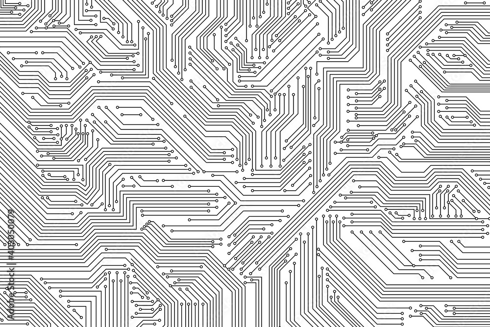 Fototapete microchip technology background. abstract circuit, digital electronics scheme texture. hardware moth