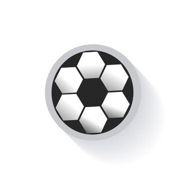 Ball. Soccer ball. Black silhouette, badge, print, emblem. Vector illustration of a sports sign. Football game concept. Can be used for web design and applications