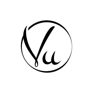 Initial VU letter Logo Design vector Template. Abstract Script Letter VU Logo Vector.