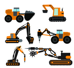 Mining design concept set with coal industry and professional miner flat icons isolated vector illustration