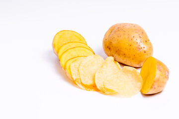 Organic potato isolated on white background, Close up raw nature vegetable