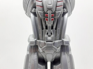 Silver Metallic Stainless Steel Mechanic Cyborg Body Parts in White Isolated Background
