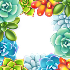 Floral Border. Succulents arranged un a shape of frame