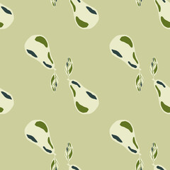Naklejka premium Seamless creative pattern with hand drawn pear ornament on light green pastel background.