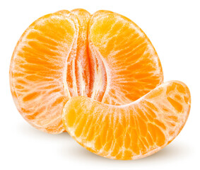 Isolated tangerine. Peeled tangerine fruit isolated on white background with clipping path