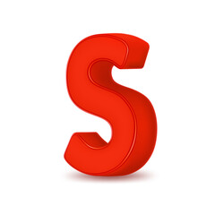 Red, volumetric, 3d letter S. Vector logo.